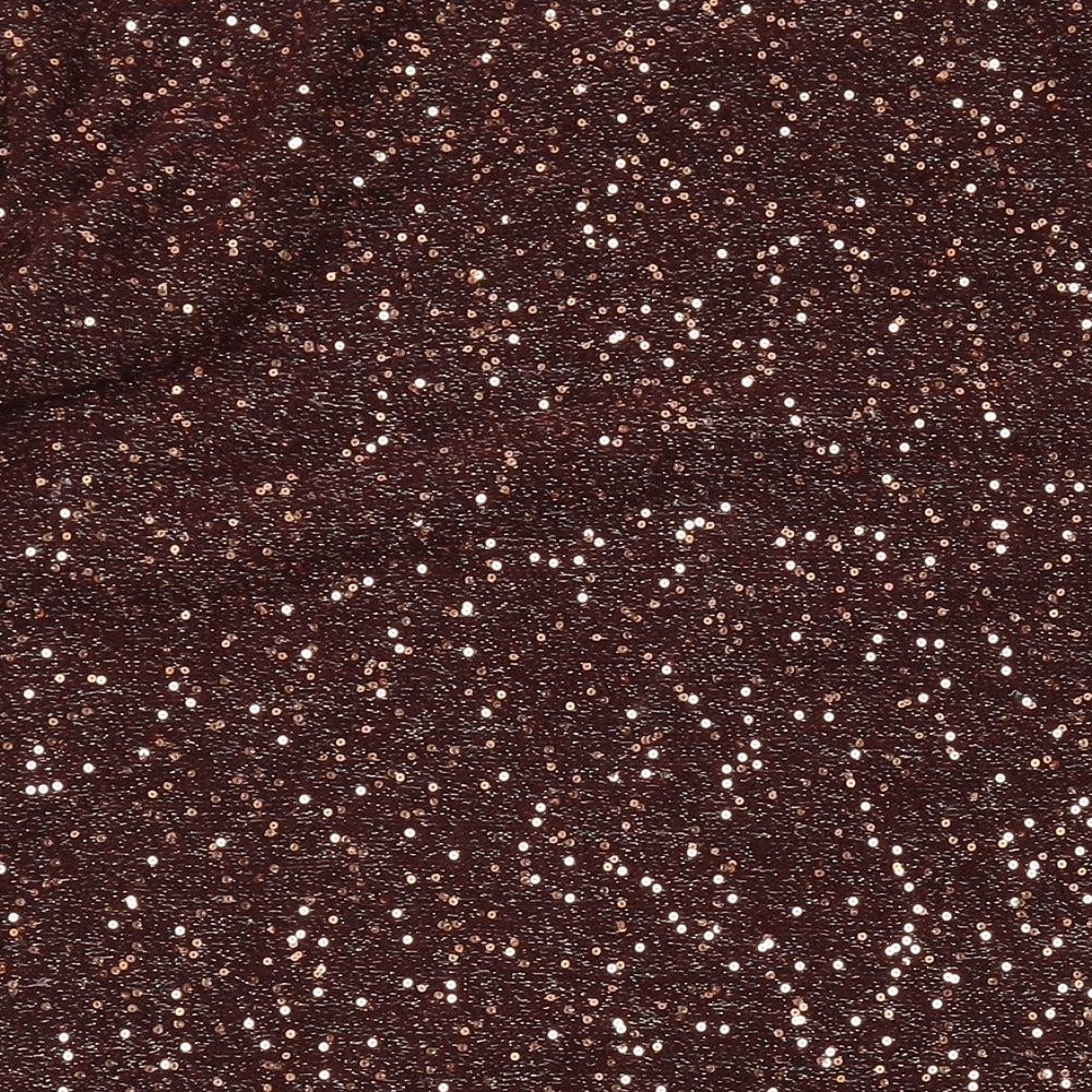 Oasis Womens Brown Acrylic A-Line Size XS Boat Neck Pullover - Sequins