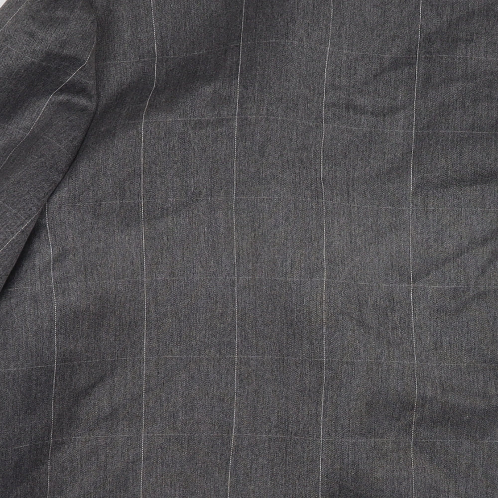 Brand and care label for C&A women’s grey check polyester jacket blazer, size UK 18