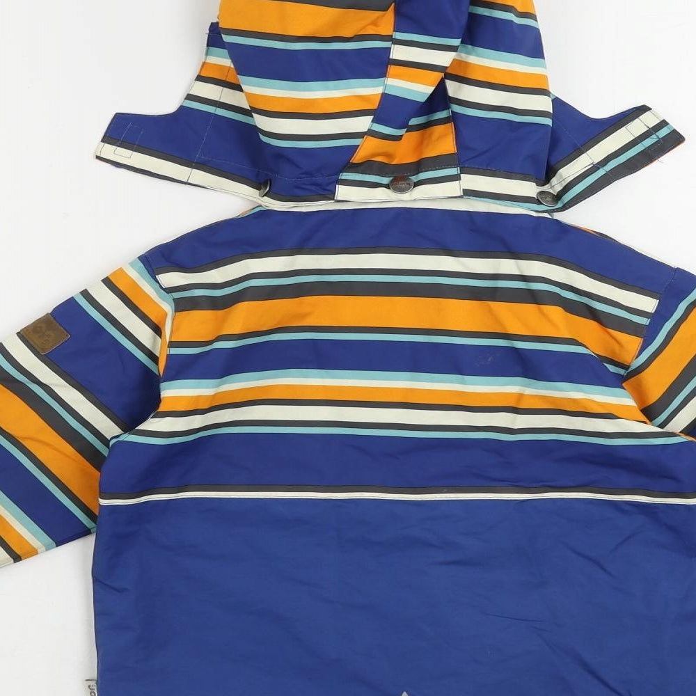 Brand and care label for Racoor boys’ blue striped windbreaker jacket, size 3, years zip - outdoor walking