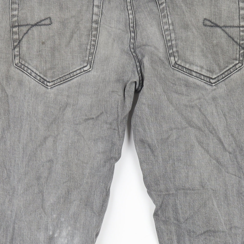 Red Herring Mens Grey Cotton Straight Jeans Size 32 in L28 in Regular Zip