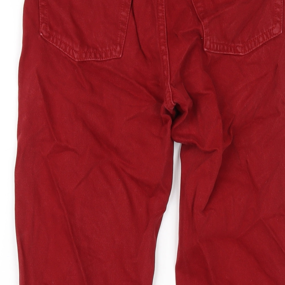 H&M Womens Red Cotton Straight Jeans Size 25 in L29 in Regular Button