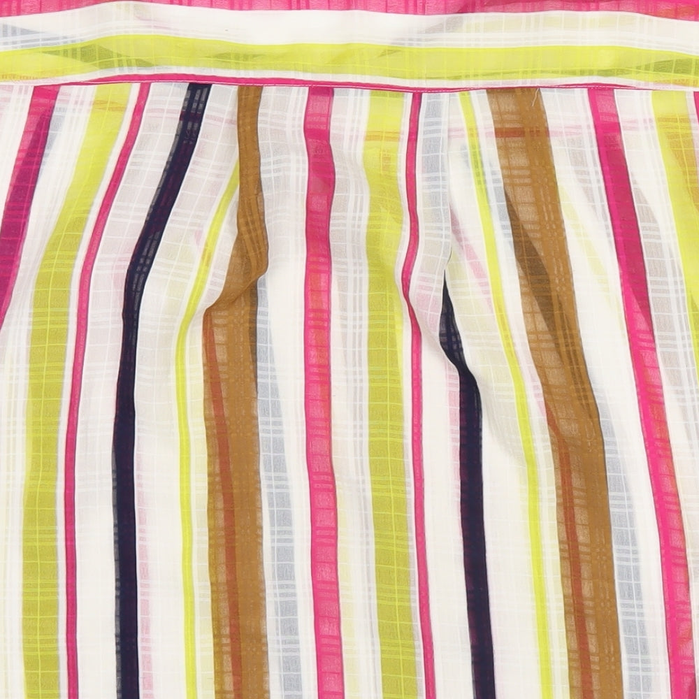 NEXT Womens Multicoloured Striped Polyester Basic T-Shirt Size 12 Round Neck