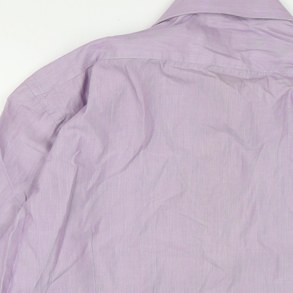 Blazer Mens Purple Cotton Button-Up Size 16 Collared Button