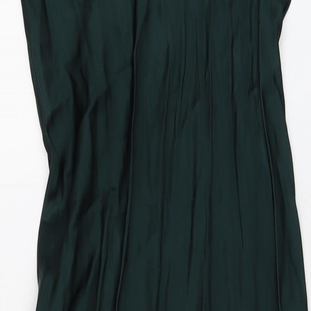 Zara Womens Green Viscose A-Line Size S Collared Zip