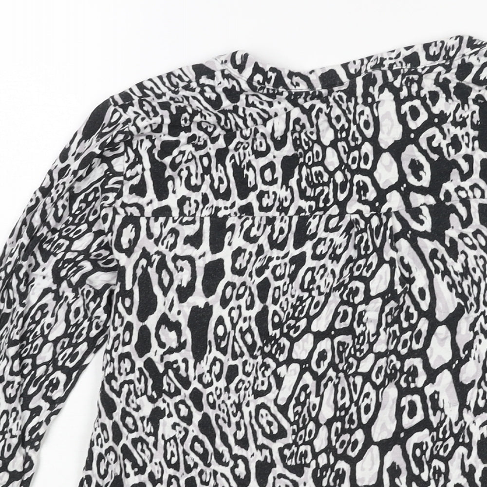 Marks & Spencer Womens Black Geometric Viscose Basic Blouse Size 8 V-Neck