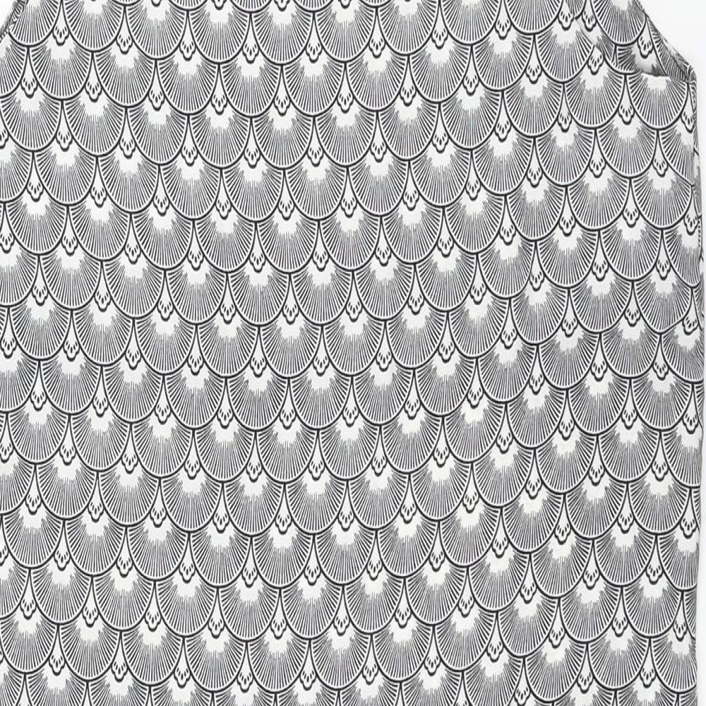 H&M Womens Black Geometric Polyester Shift Size 10 Round Neck Pullover