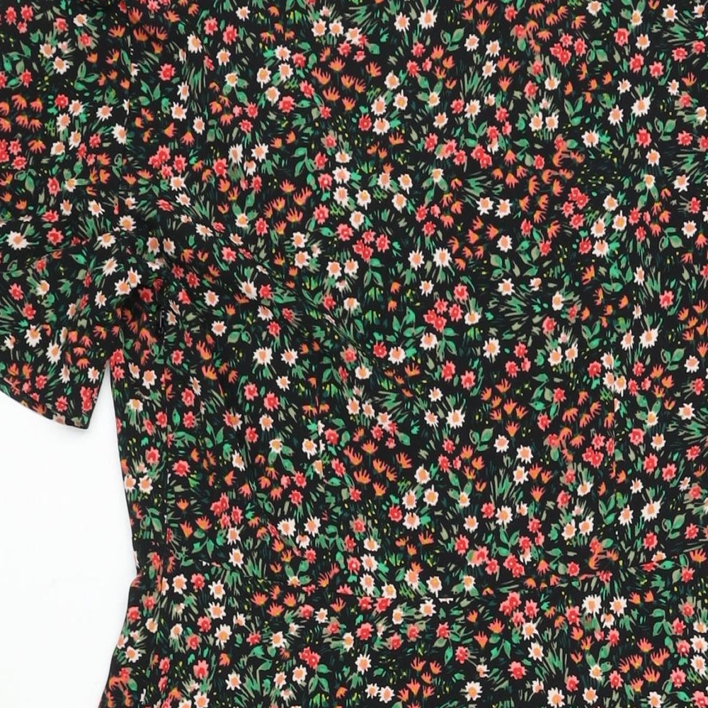 Marks & Spencer Womens Multicoloured Floral Polyester A-Line Size 10 V-Neck Zip