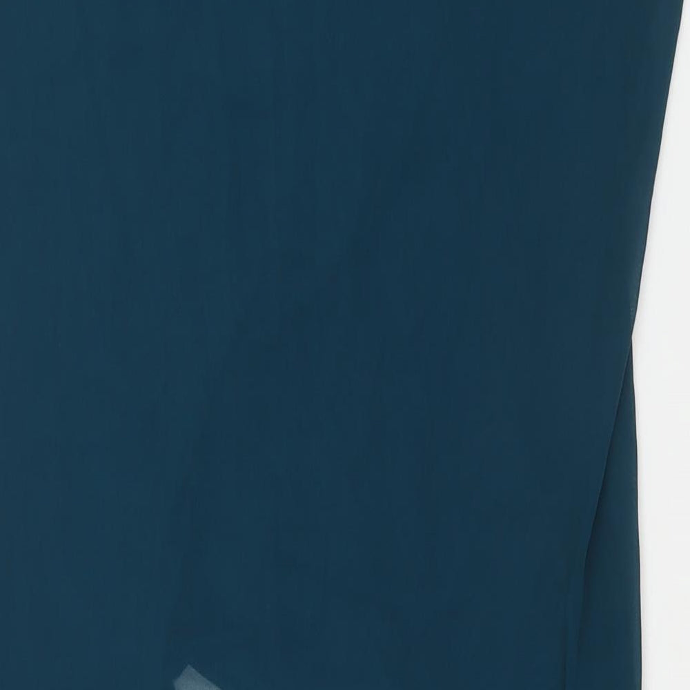 Limited Collection Womens Blue Viscose Basic Blouse Size 12 Round Neck - Hi Low Hem Semi Sheer Back