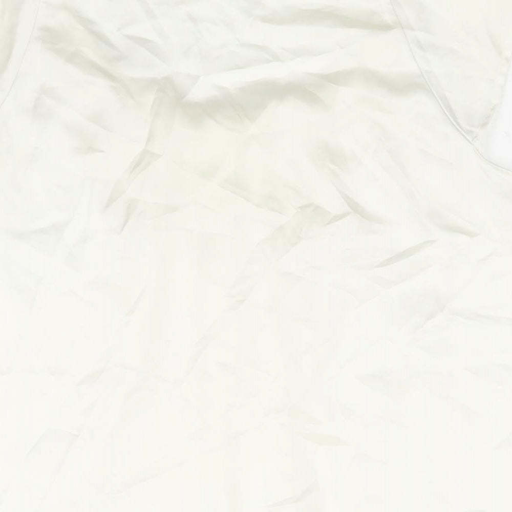 Marks & Spencer Womens Ivory Polyester Basic Blouse Size 12 Round Neck - Pleat Detail