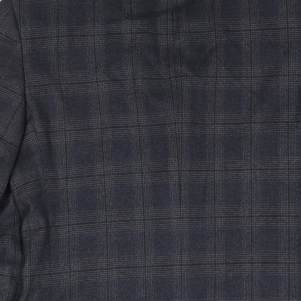 Marks & Spencer Mens Blue Check Polyester Jacket Suit Jacket Size 34 Regular