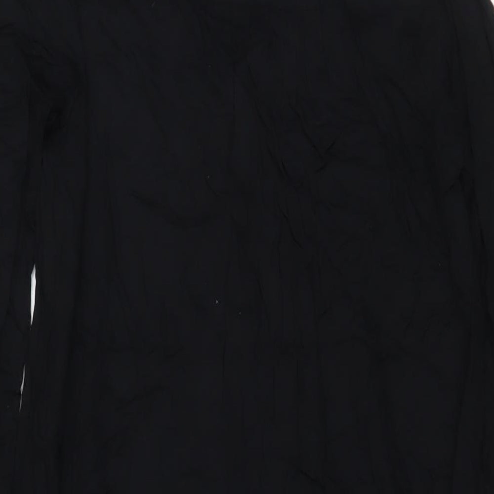 Marks & Spencer Womens Black Viscose A-Line Size 6 V-Neck Button