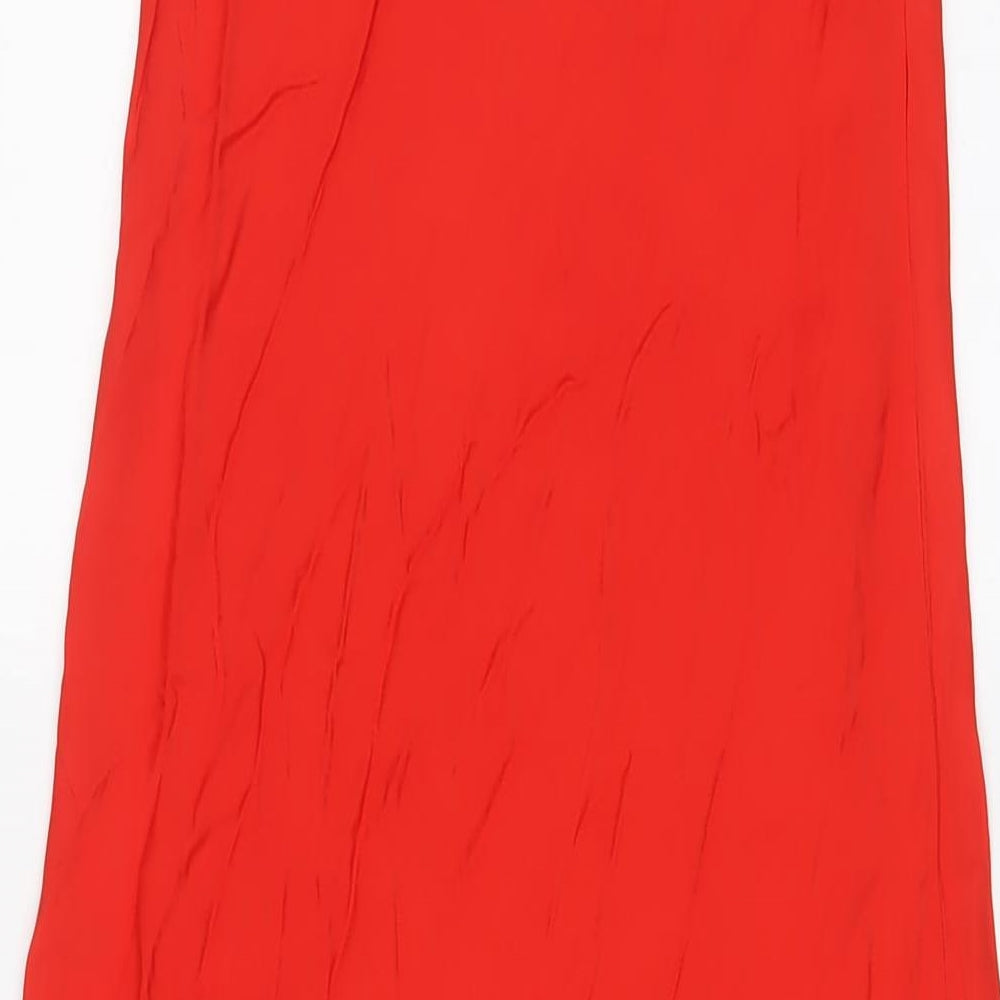 Zara Womens Red Viscose A-Line Size XS Square Neck Pullover