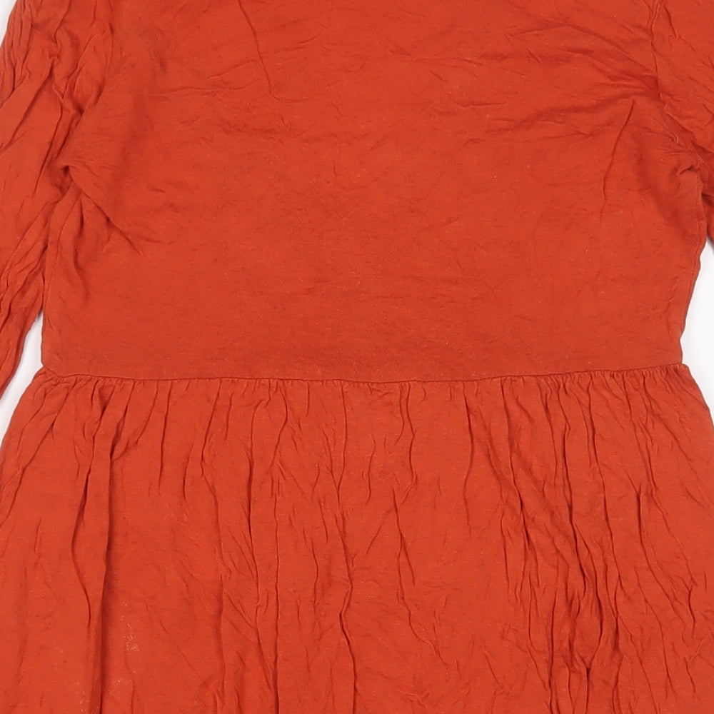 H&M Womens Orange Viscose A-Line Size XS V-Neck Pullover