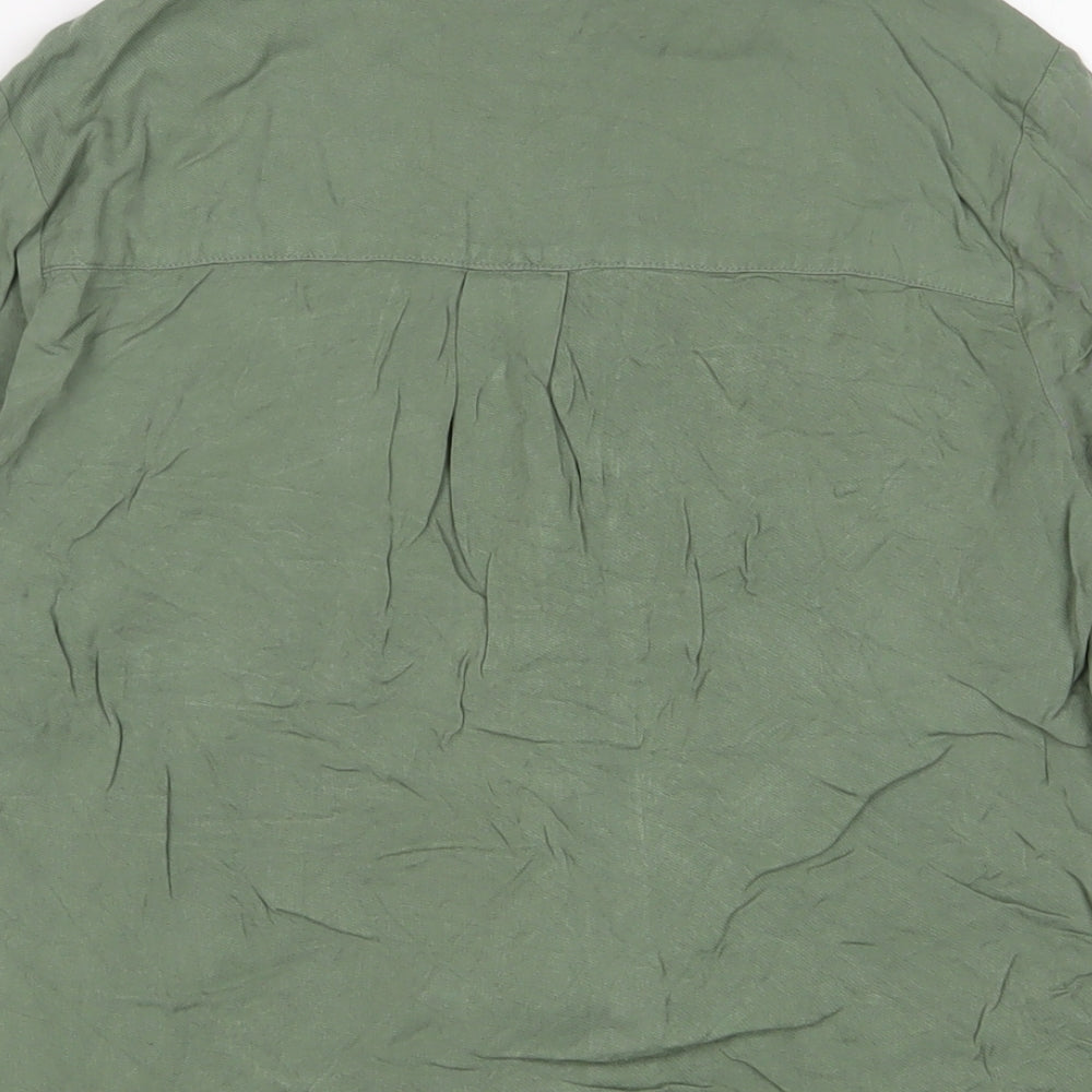 H&M Womens Green Viscose Basic Button-Up Size 6 Collared
