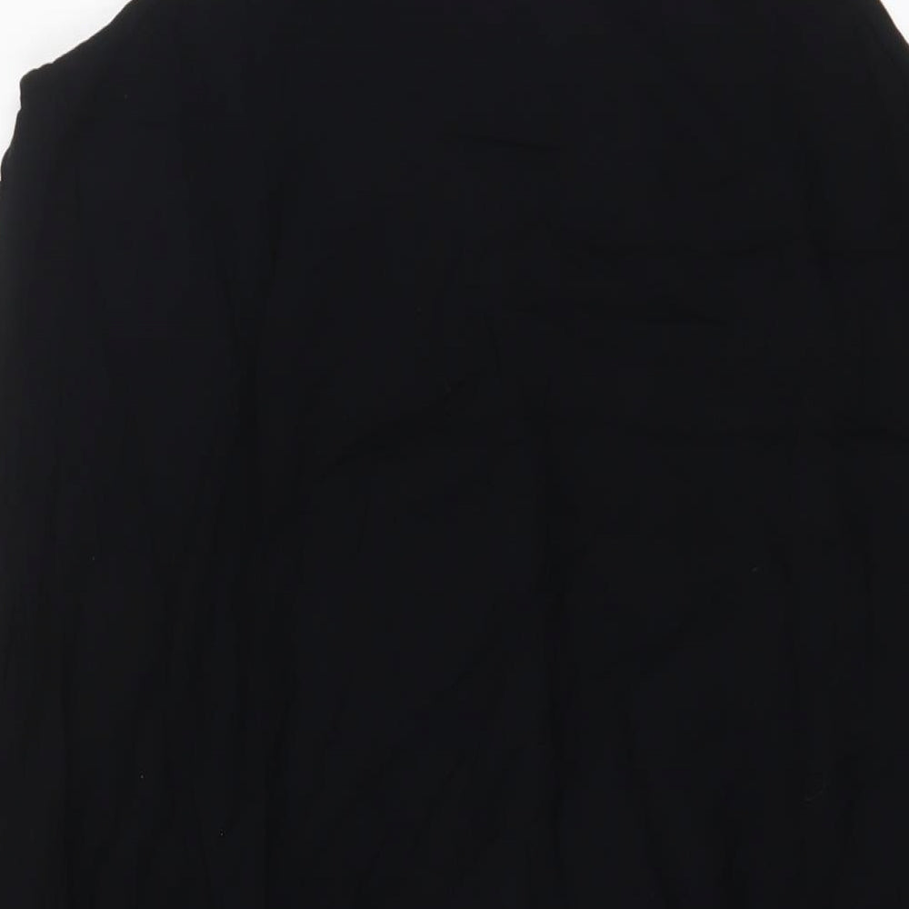 Marks & Spencer Womens Black Viscose A-Line Size 12 Scoop Neck Pullover - Pleated