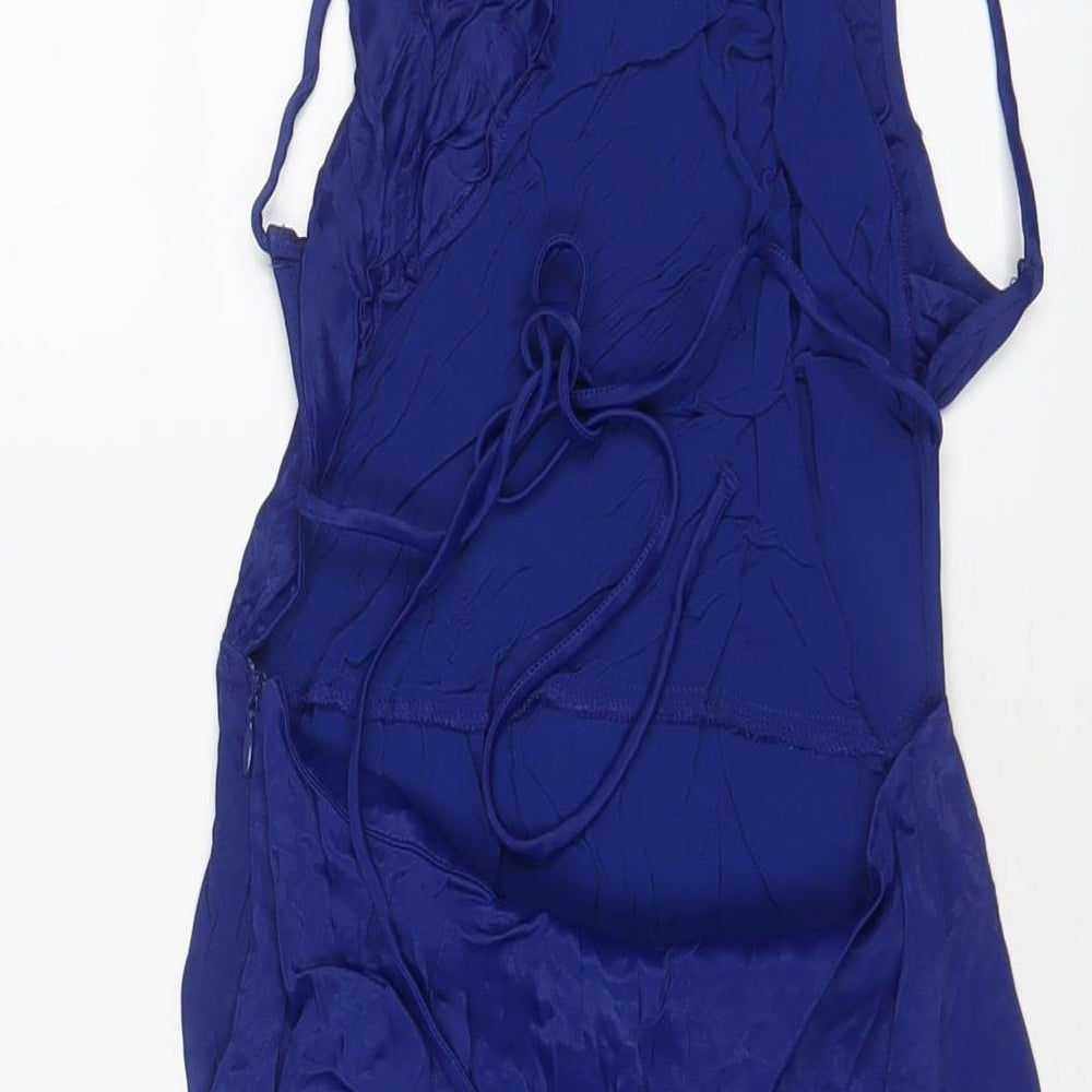 Zara Womens Blue Viscose A-Line Size XS Square Neck Zip