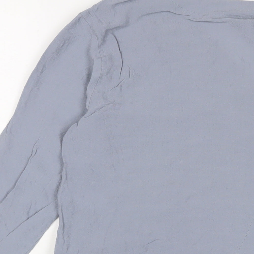Topshop Womens Blue Viscose Basic Blouse Size 8 V-Neck