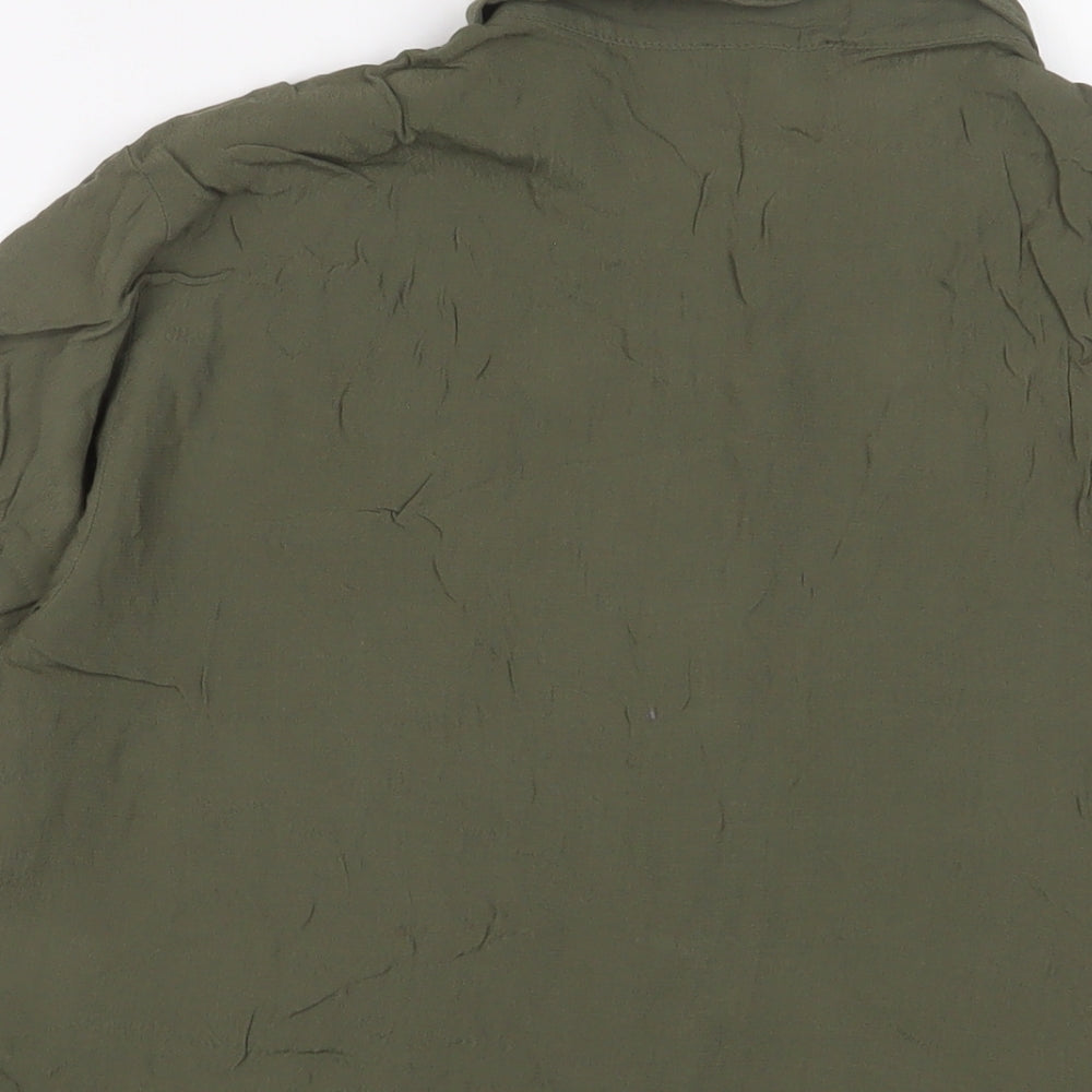 Warehouse Womens Green Viscose Basic Button-Up Size 16 Collared