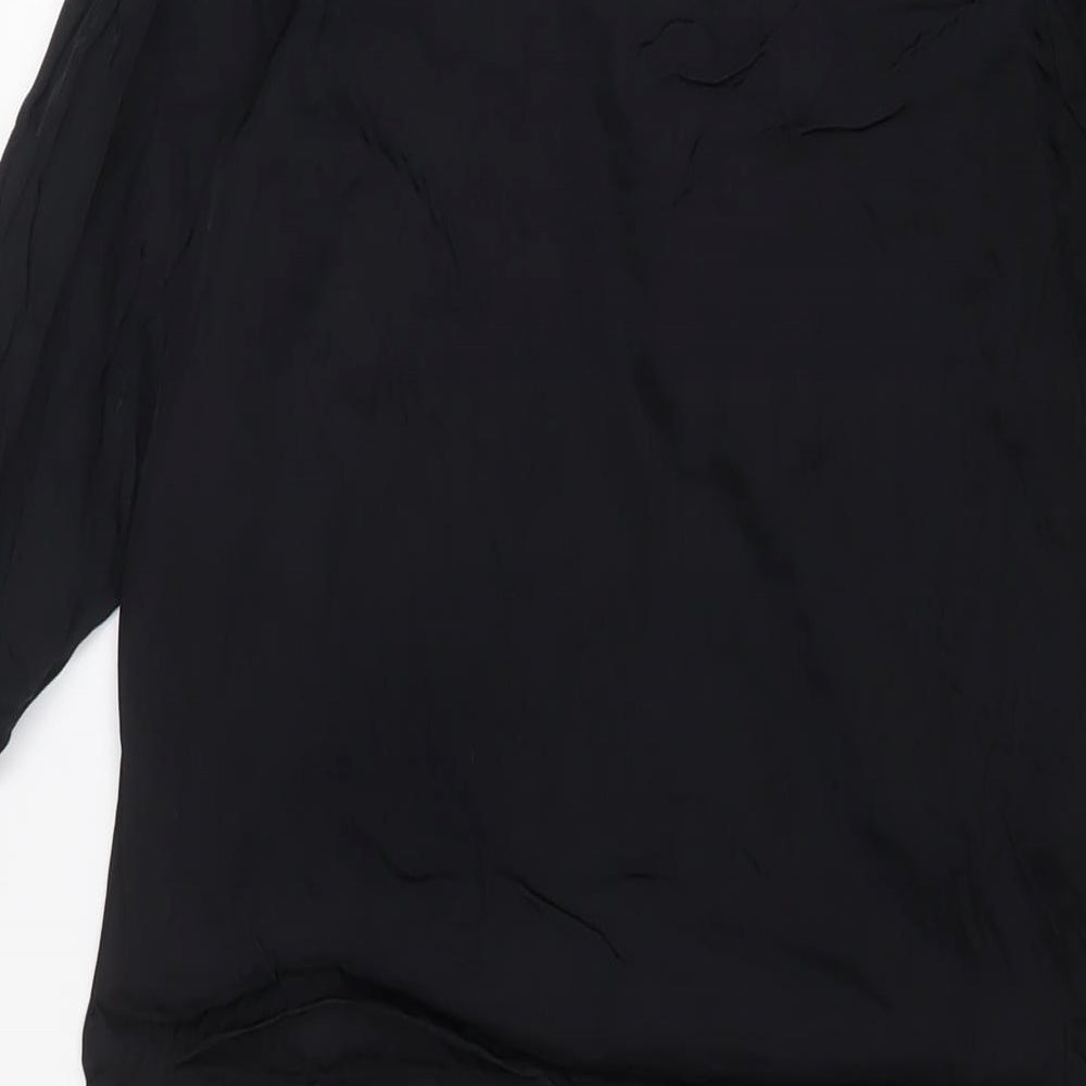 H&M Womens Black Viscose A-Line Size 6 Boat Neck Pullover - Pockets