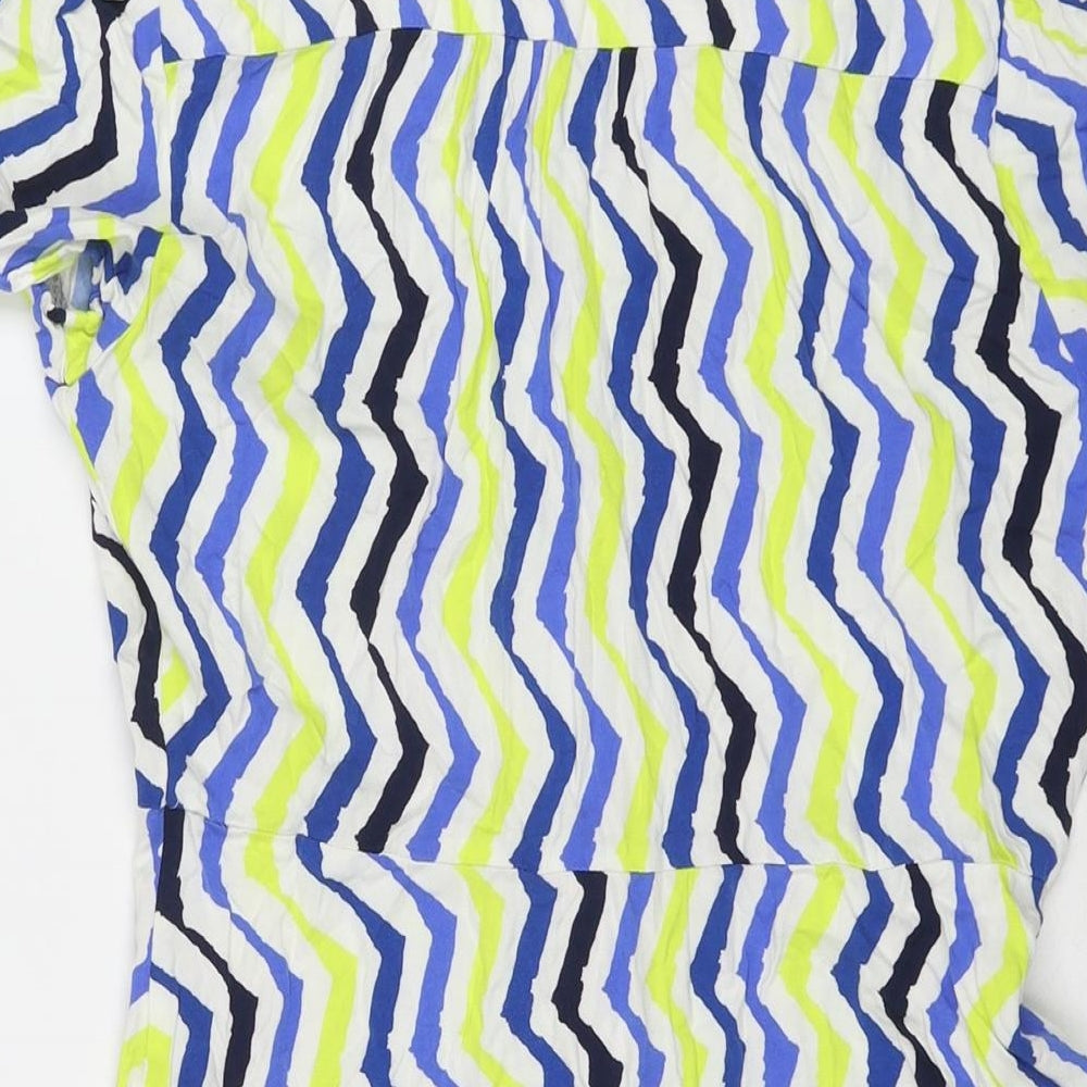 Marks & Spencer Womens Multicoloured Striped Viscose Shirt Dress Size 12 Collared Button