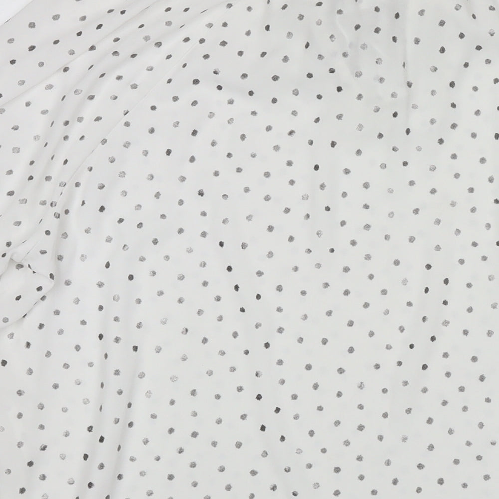 Marks & Spencer Womens White Polka Dot Polyester Basic Blouse Size 12 Round Neck
