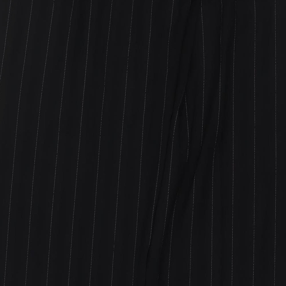 AMARANTO Womens Black Striped Polyester Trousers Size 10 L31 in Regular