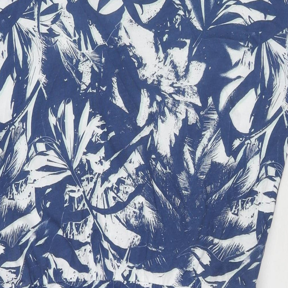 Sandwich Womens Blue Floral Cotton T-Shirt Dress Size M V-Neck Tie