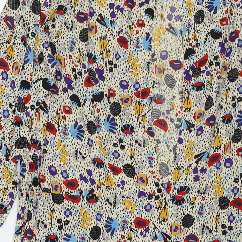 H&M Womens Multicoloured Floral Viscose A-Line Size 12 Round Neck Button