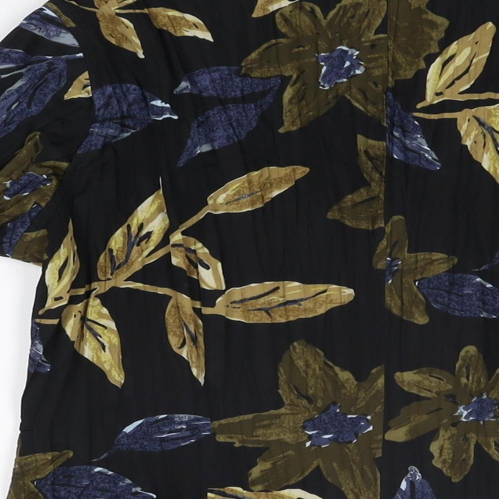 Taifun Womens Black Floral Polyester Basic Button-Up Size 14 Collared