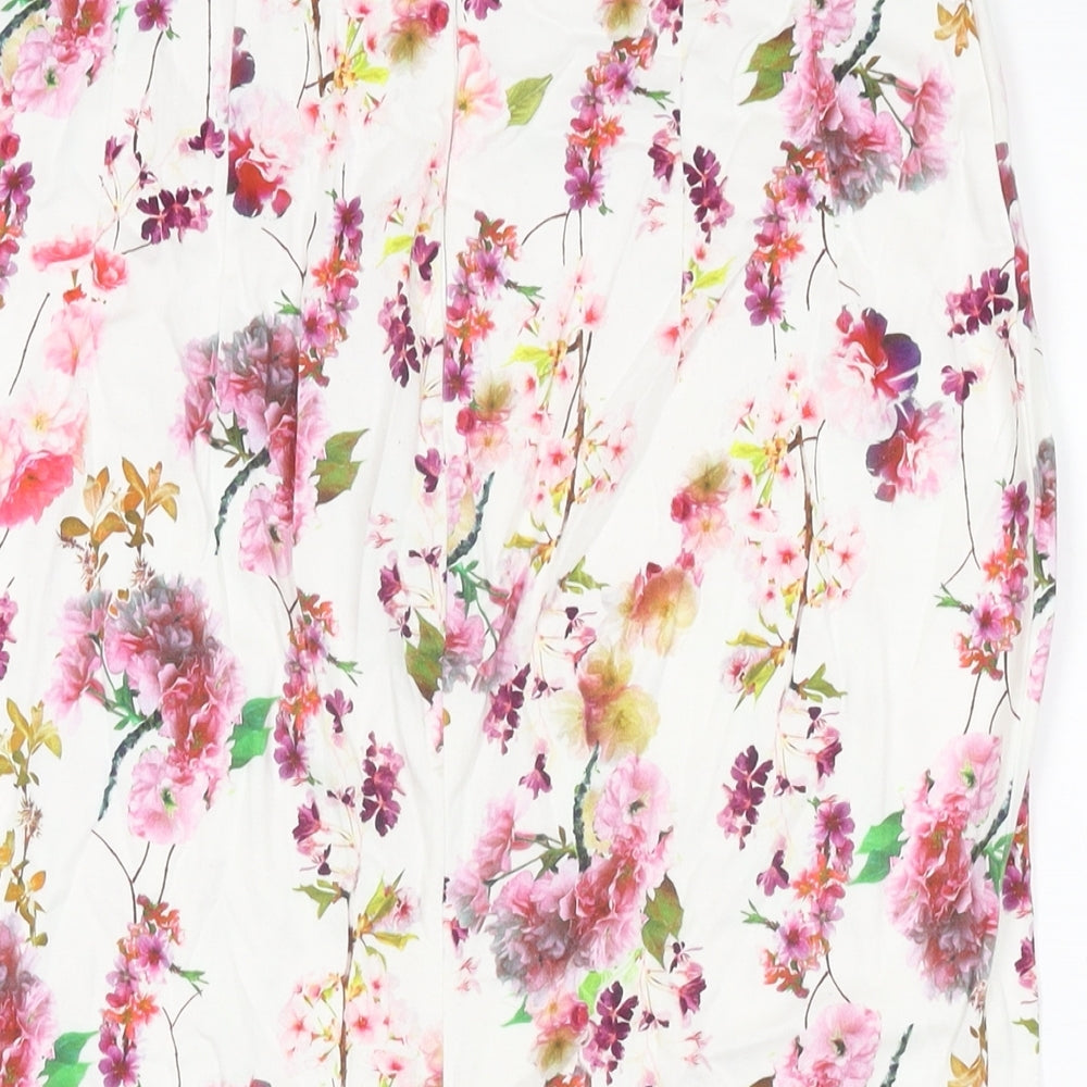 Red Herring Womens White Floral Polyester Straight & Pencil Skirt Size 12 Zip