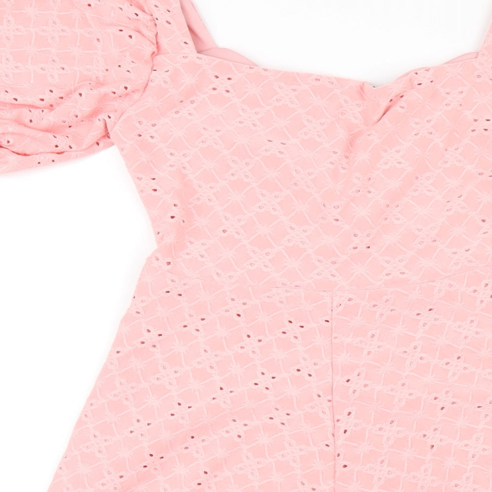 I SAW IT FIRST Womens Pink Polyester A-Line Size 6 V-Neck Pullover
