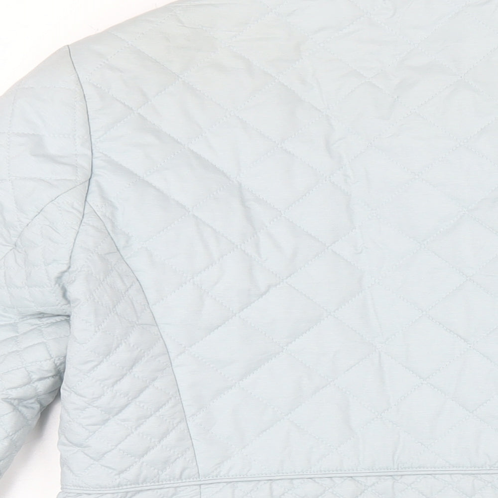 Classics Womens Blue Quilted Coat Size 10 Zip