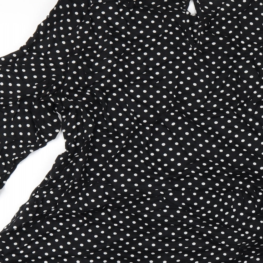 VERO MODA Womens Black Viscose A-Line Size XS Round Neck Button