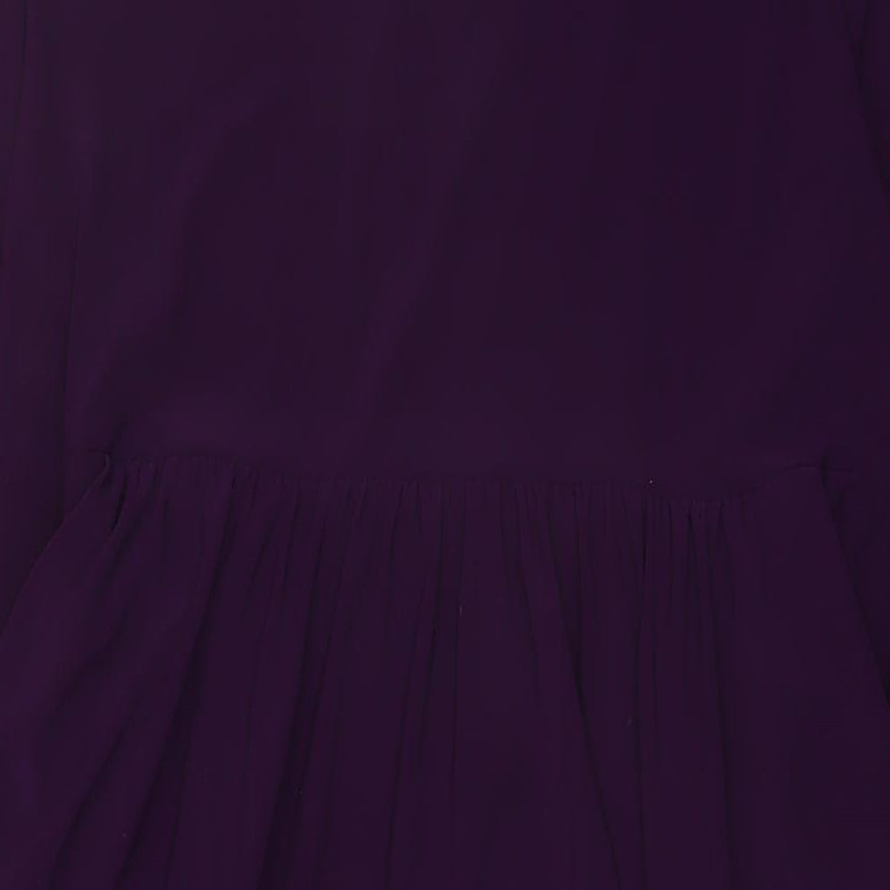 Nicole Womens Purple Polyester A-Line Size L Round Neck Pullover