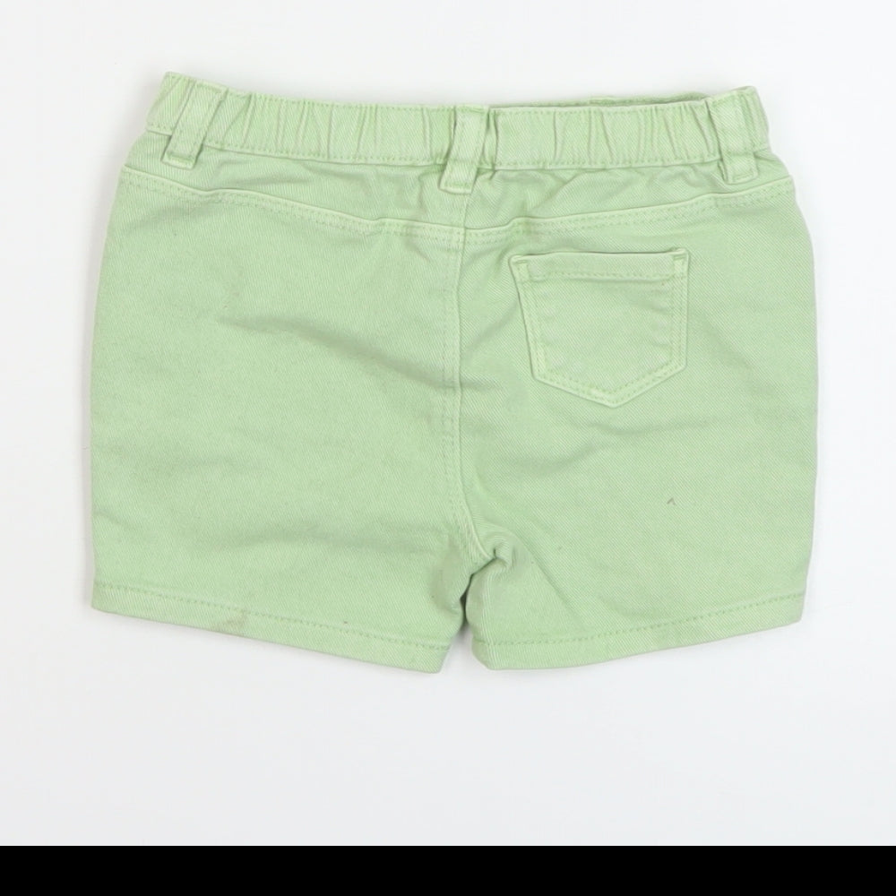 Marks & Spencer Boys Green Cotton Bermuda Shorts Size 2 Years Regular Zip