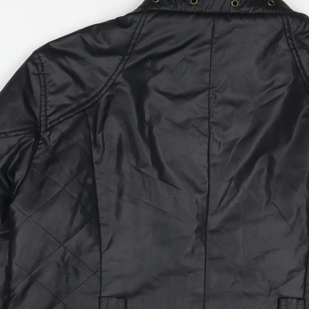 Marks & Spencer Womens Black Quilted Jacket Size 12 Zip - Pockets Buckle