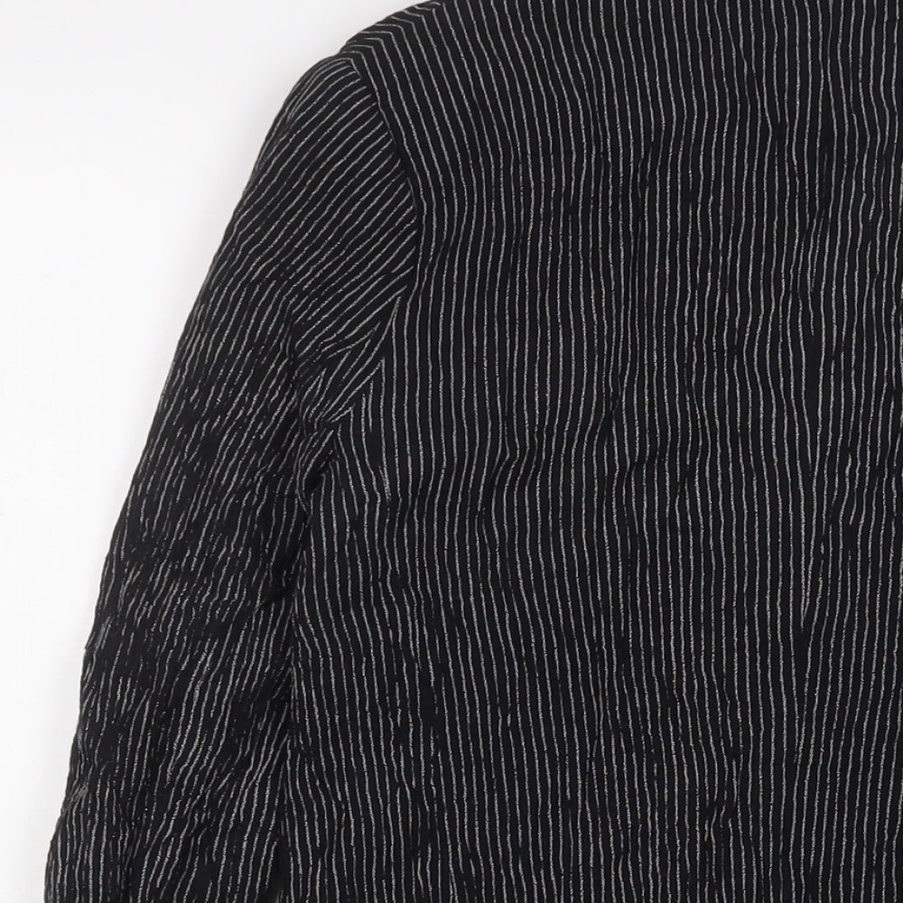 H&M Womens Black Striped Jacket Blazer Size 8 Button - Pockets