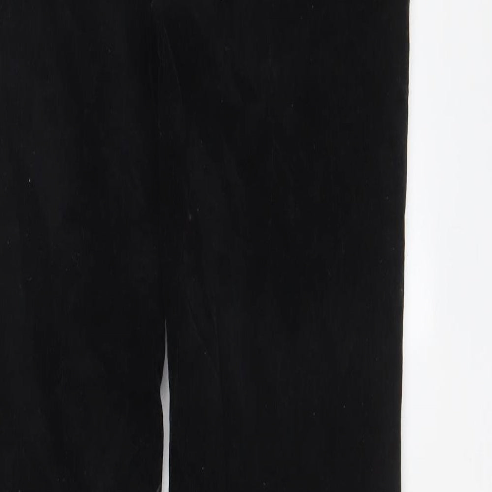 Marks and Spencer Womens Black Cotton Trousers Size 12 L30 in Regular Zip