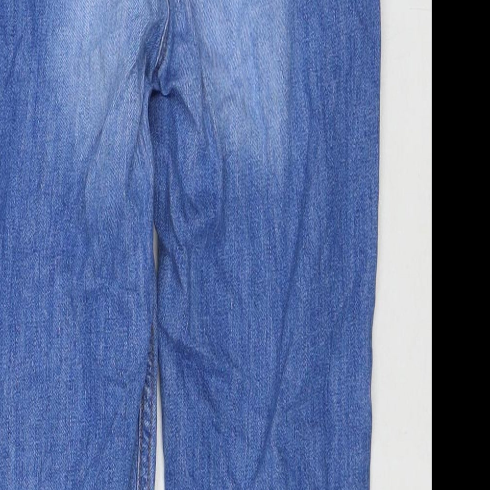 Next Girls Blue Cotton Straight Jeans Size 9 Years L21 in Regular Zip