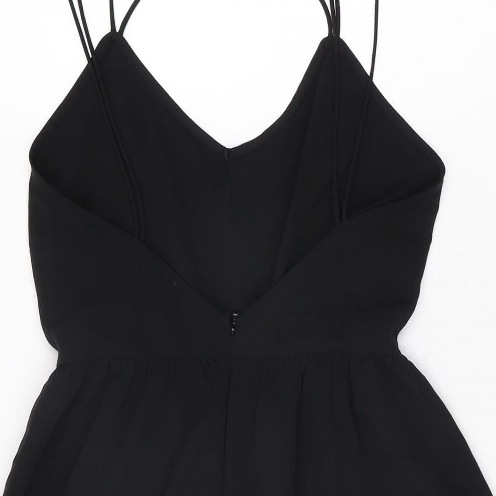 ASOS Womens Black Polyester Playsuit One-Piece Size 4 L3 in Zip