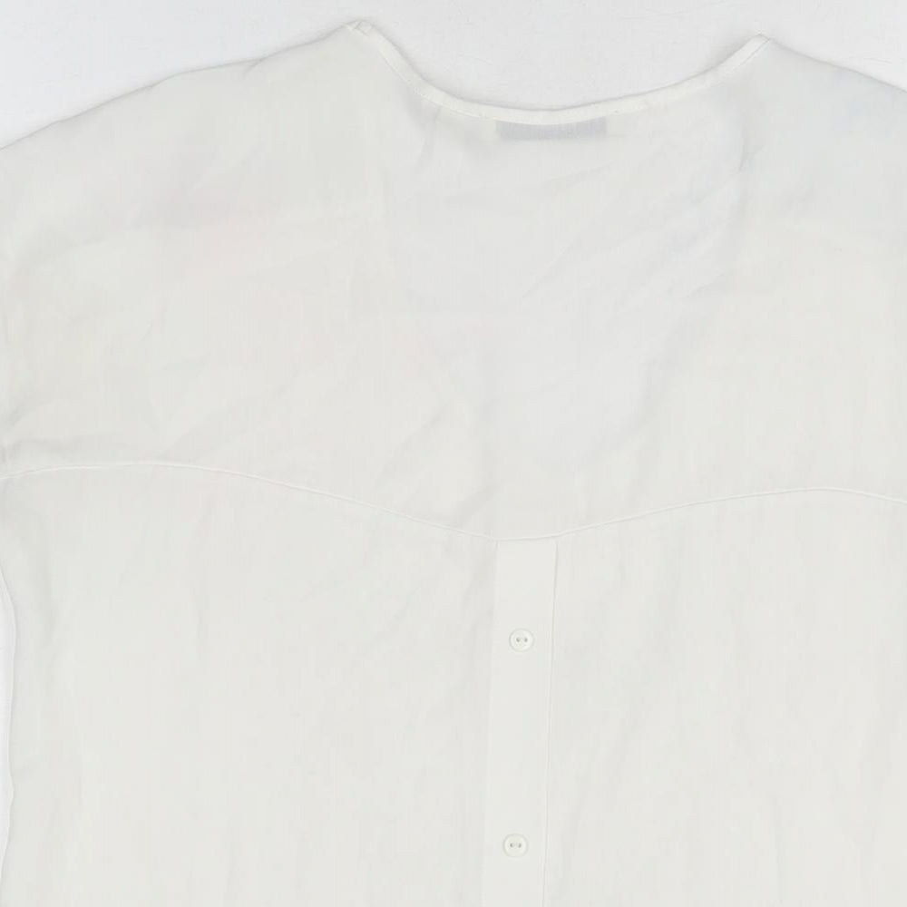 NEXT Womens White Viscose Basic T-Shirt Size 10 V-Neck