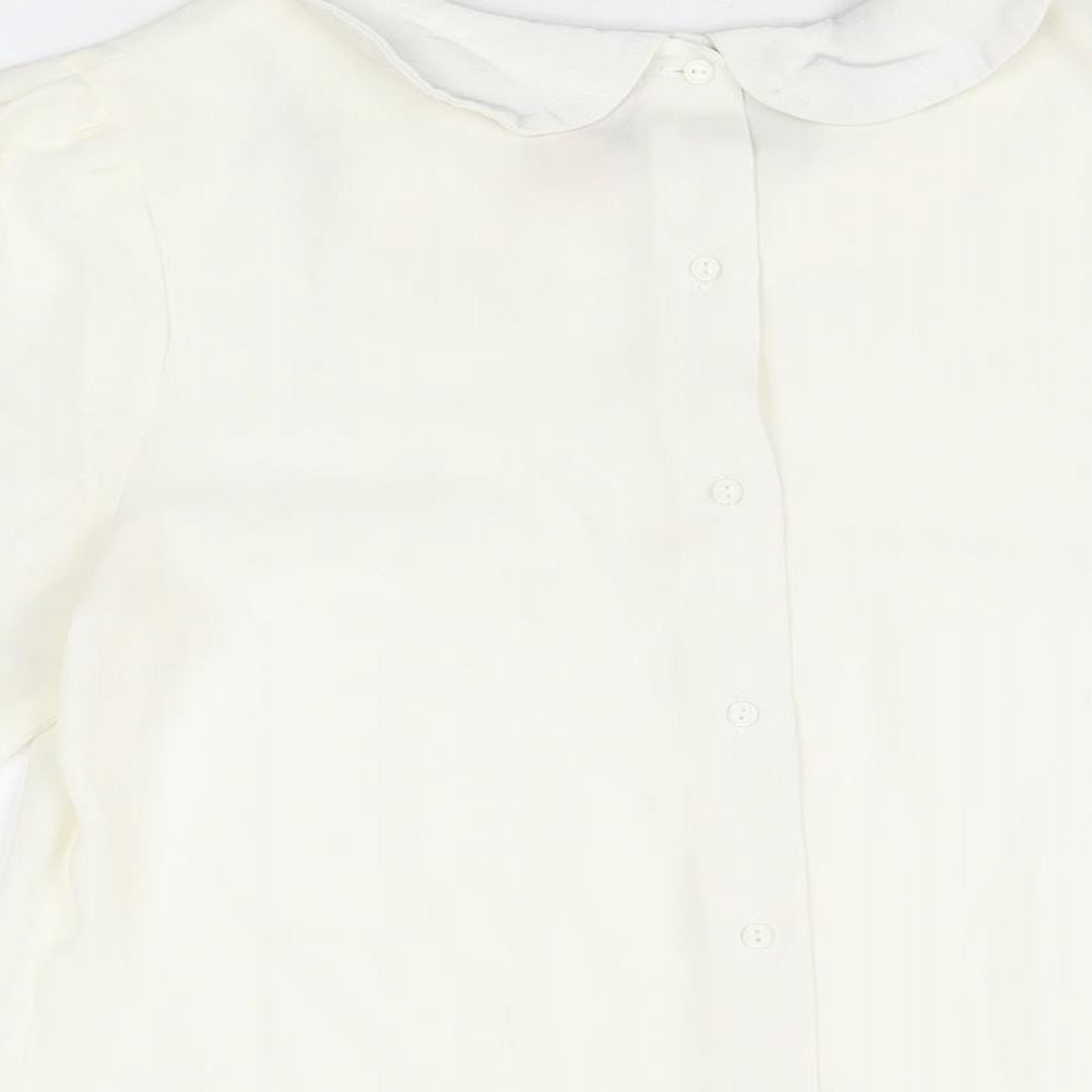 H&M Womens Ivory Polyester Basic Blouse Size 8 Collared