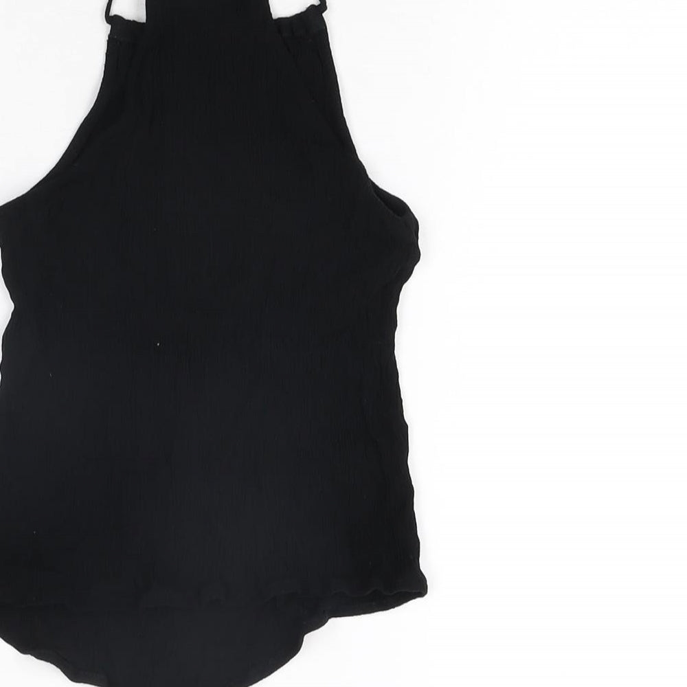 H&M Womens Black Viscose Camisole T-Shirt Size 4 Square Neck