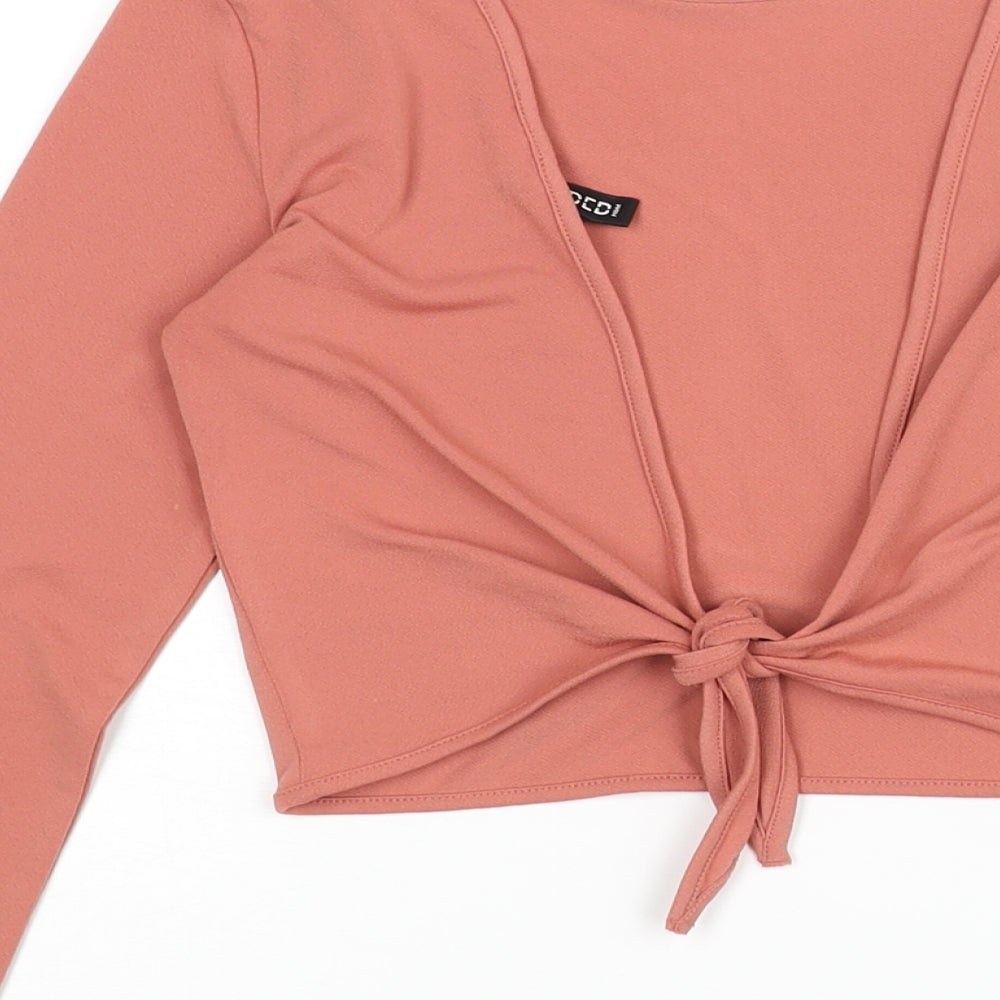 Divided Womens Pink Polyester Cropped Blouse Size XS Round Neck - Backless