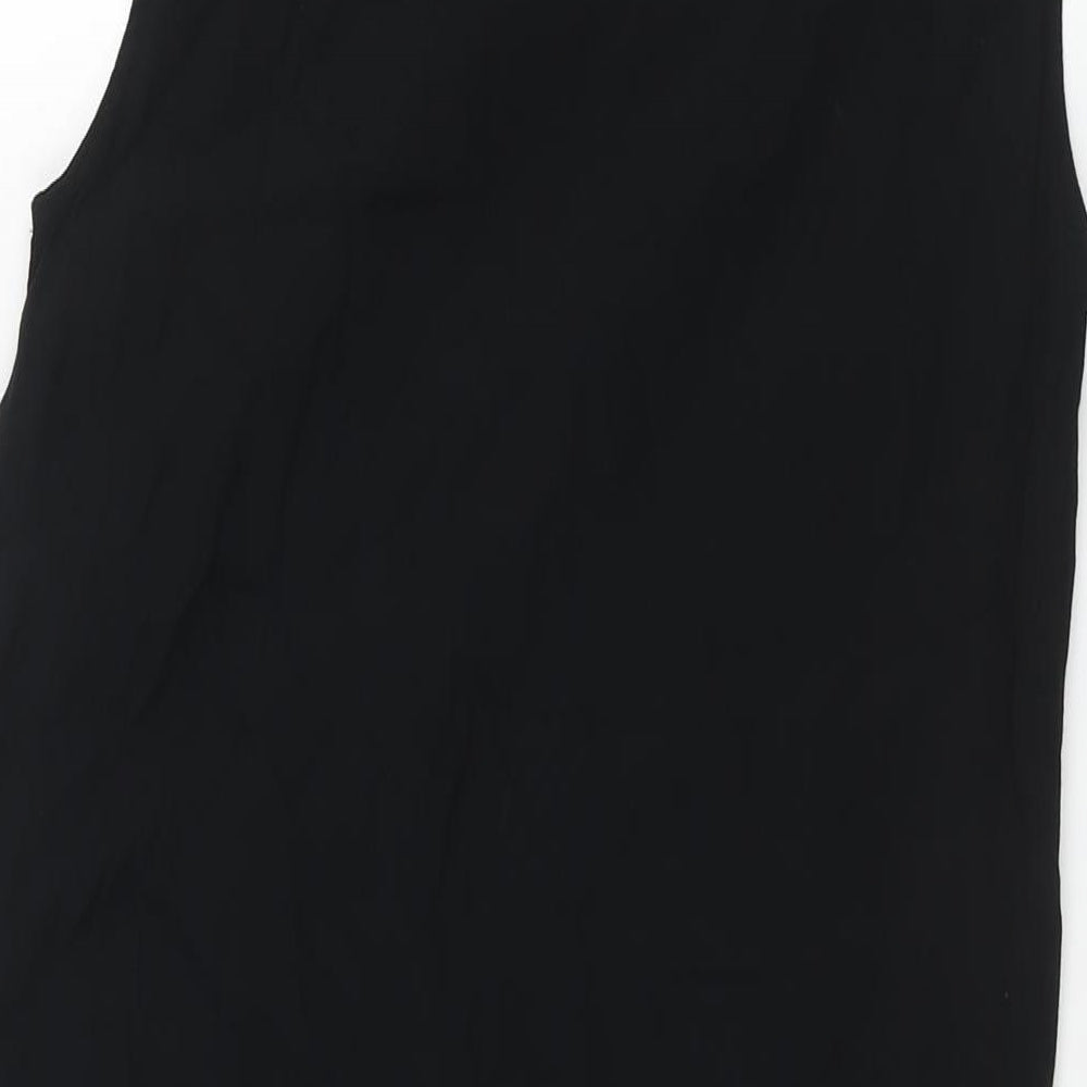 Marks & Spencer Womens Black Viscose Tunic Blouse Size 10 Mock Neck - Side Slits