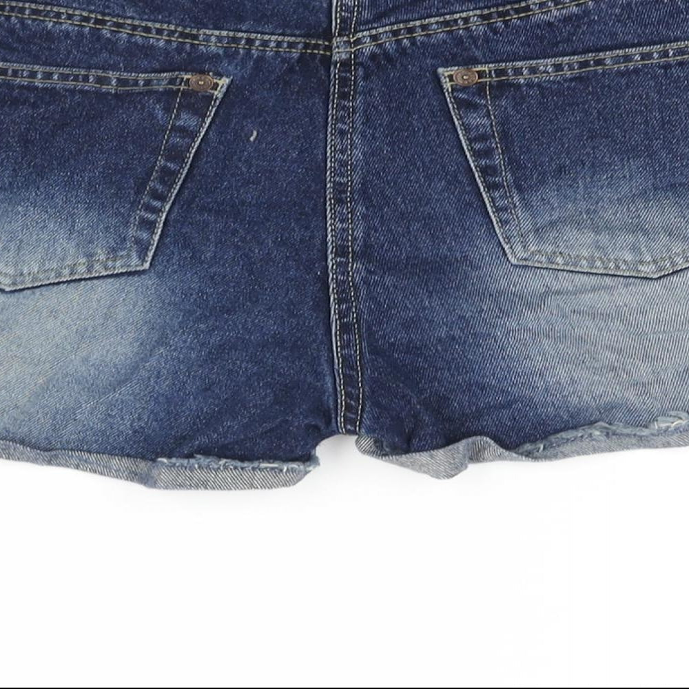 Authentic Womens Blue Cotton Boyfriend Shorts Size 10 L3 in Regular Zip