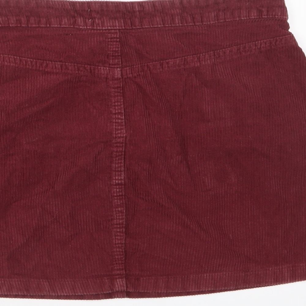 Denim & Co. Womens Red Cotton A-Line Skirt Size 10 Zip