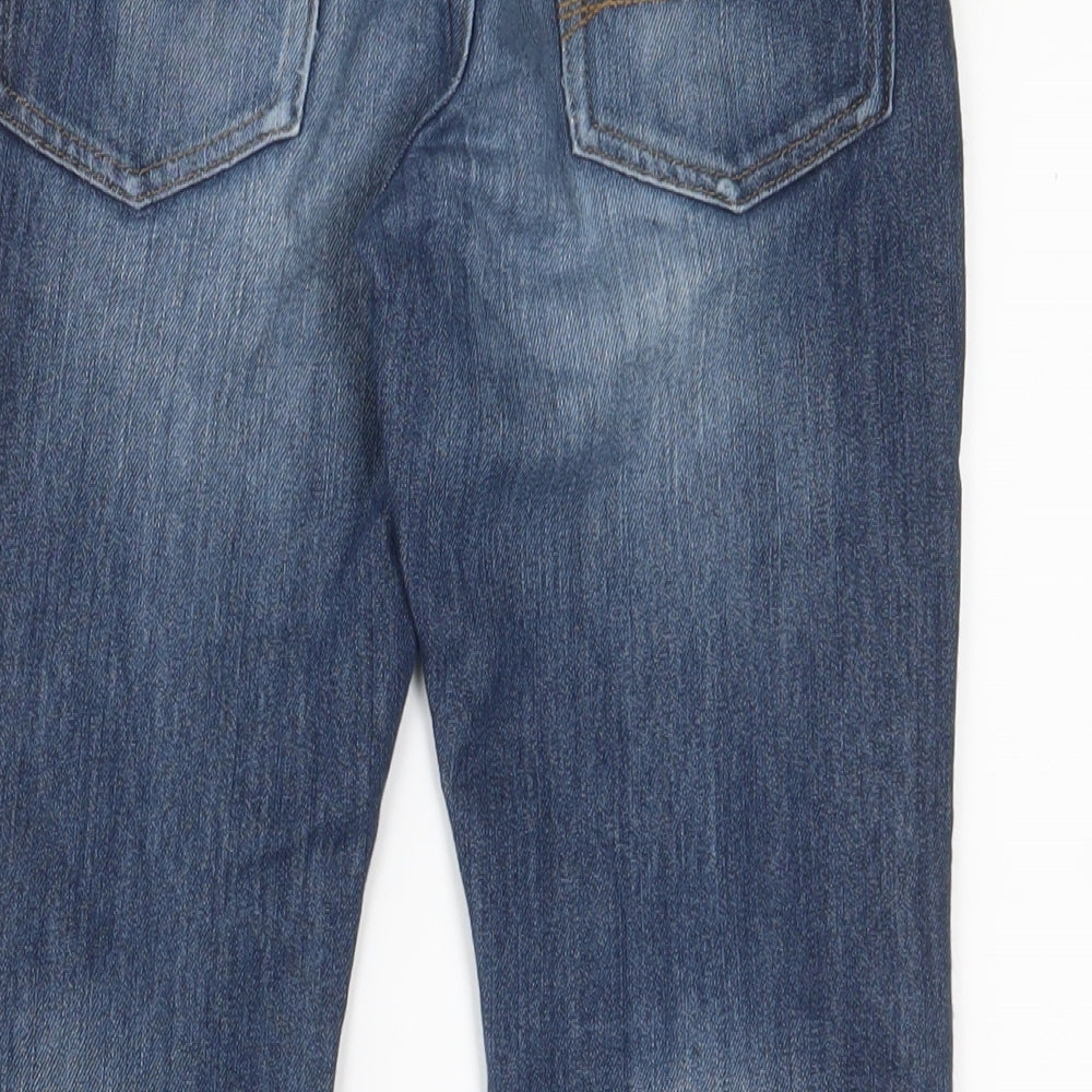 Next Boys Blue Cotton Straight Jeans Size 9 Months L23 in Regular Zip - Adjustable waist
