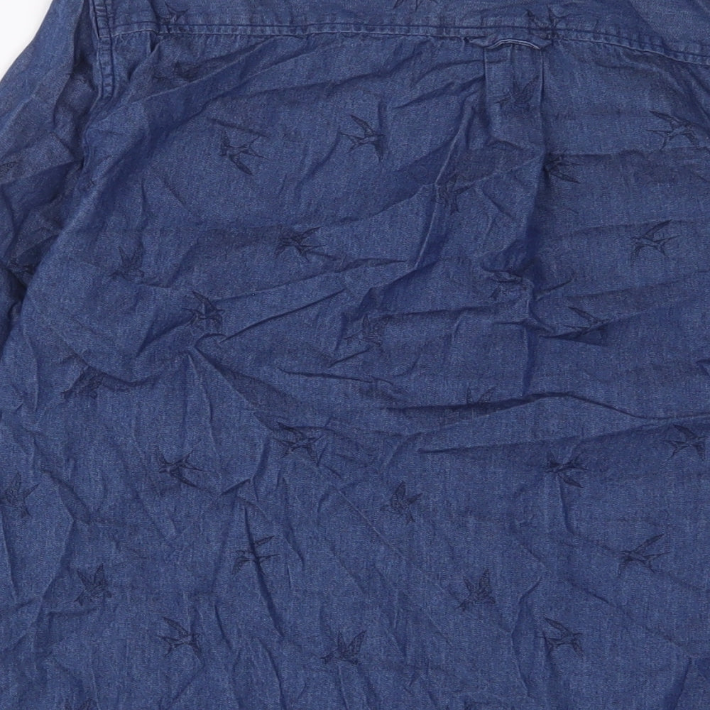 Burton Mens Blue Cotton Button-Up Size M Collared Button