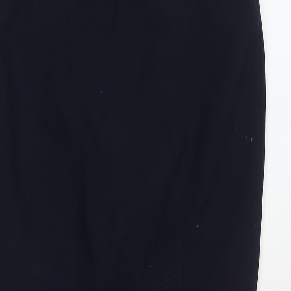 Marks & Spencer Womens Blue Polyester A-Line Skirt Size 8 Zip